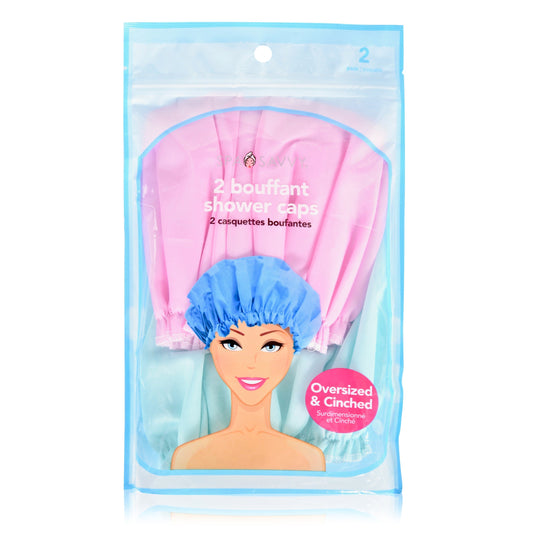 Spa Savvy Fully Lined Bouffant Shower Caps 2 Pack