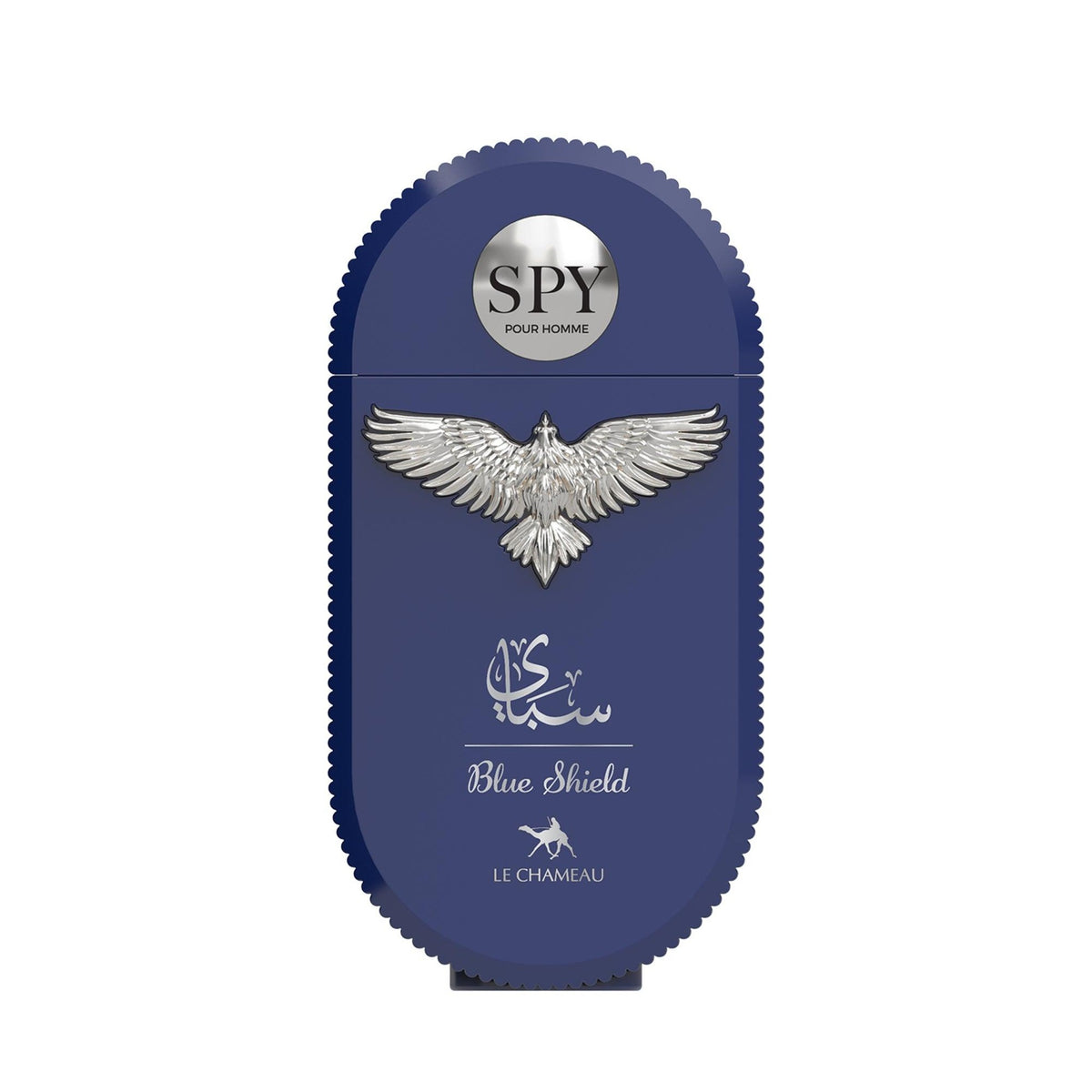 Le Chameau Spy Blue Shield Eau de Parfum for Men – 3.0 oz / 90 mL bottle and box on white background