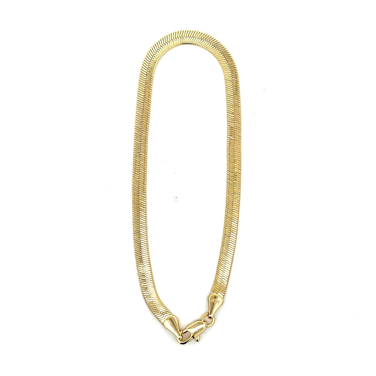 The One Jewelry 18K gold-plated herringbone chain bracelet #40, 8 inch, 4 mm
