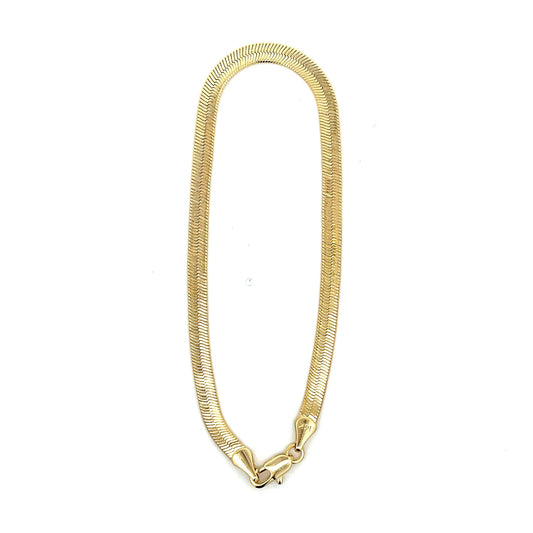 The One Jewelry 18K gold-plated herringbone chain bracelet #40, 8 inch, 4 mm